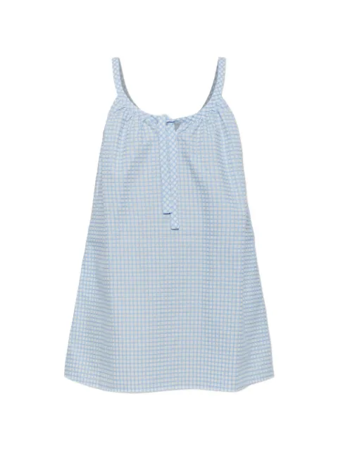 Posse kort Lila gingham-ternet kjole med bindelukning