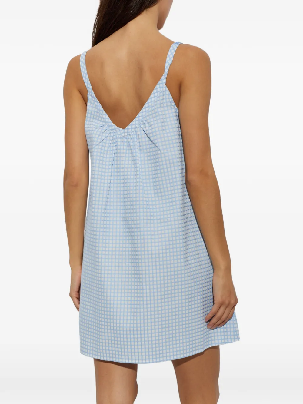 Posse Lila mini-jurk met striksluiting en gingham-ruit Blauw