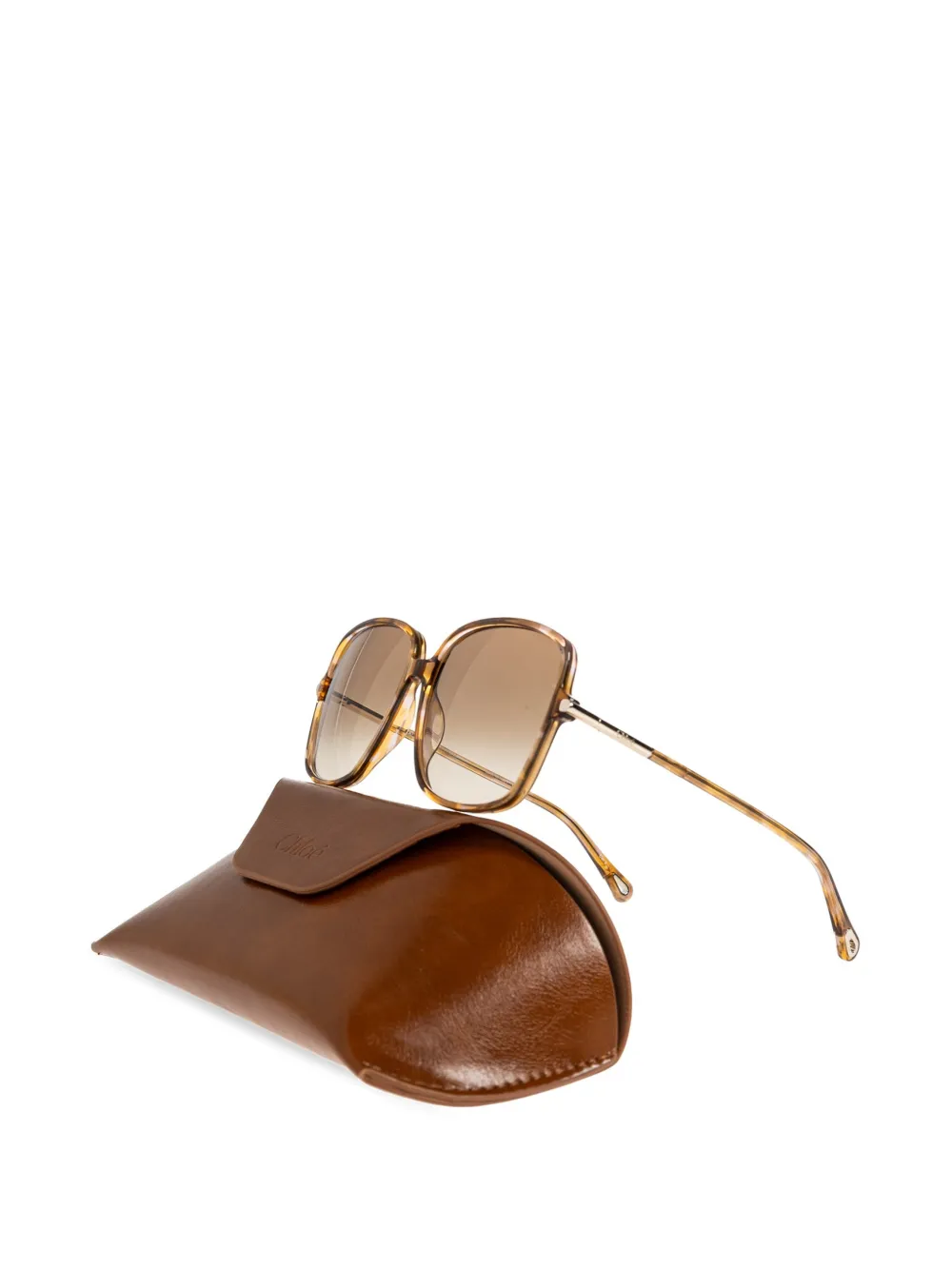Chloé Eyewear Zonnebril met oversized montuur Bruin