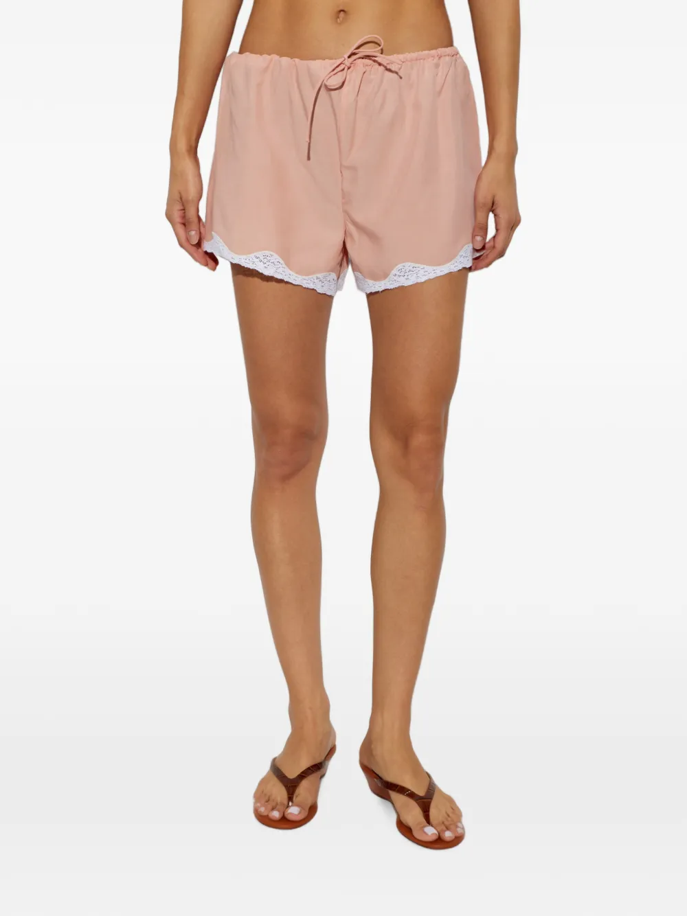 Posse Tabitha gewelfde shorts met kanten afwerking Roze