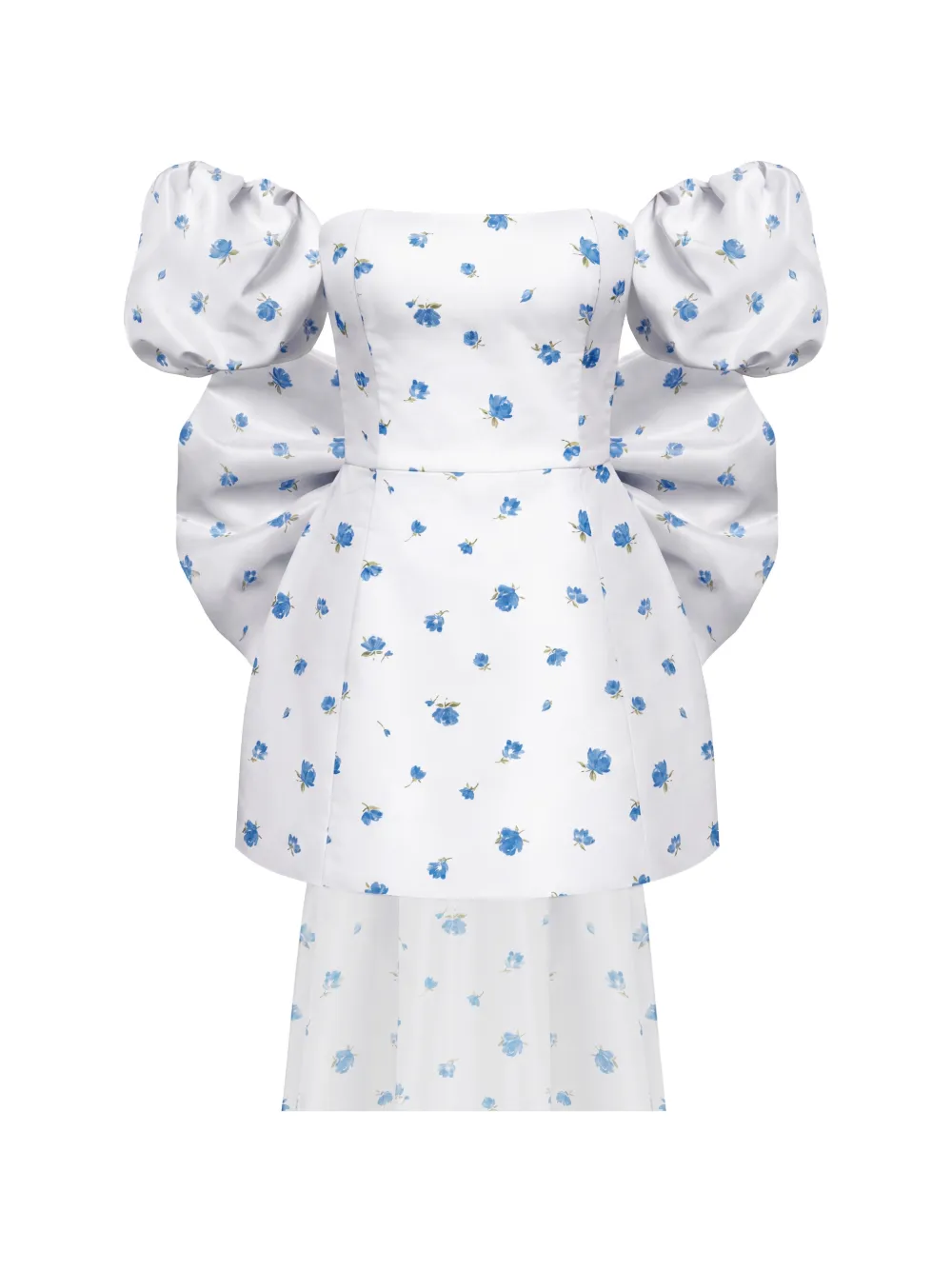 POST MERIDIEM floral-print puff-sleeve mini dress - Bianco