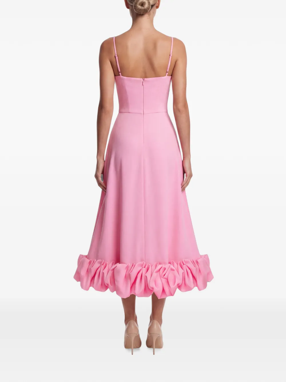 POST MERIDIEM Midi-jurk met diepe ronde hals en ronde zoom Roze