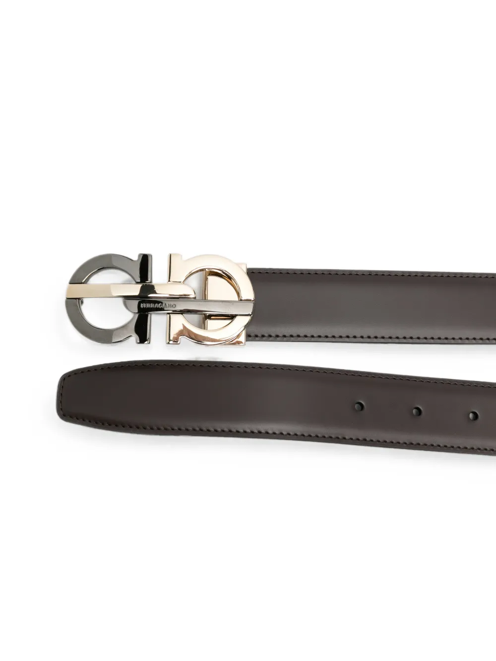 Ferragamo Riem met gancini-gesp Bruin