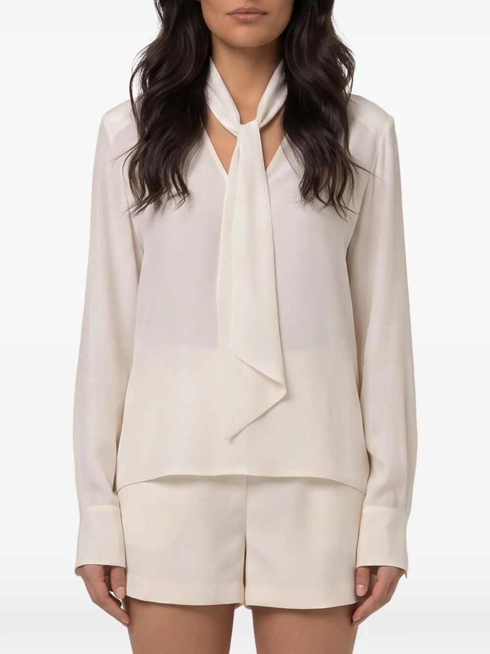Federica Tosi tie-neck V-neck shirt - Toni neutri