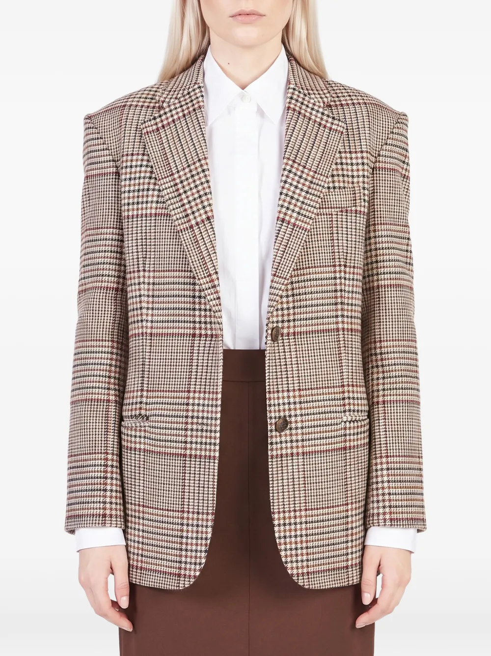 Federica Tosi glen-plaid blazer - Nude
