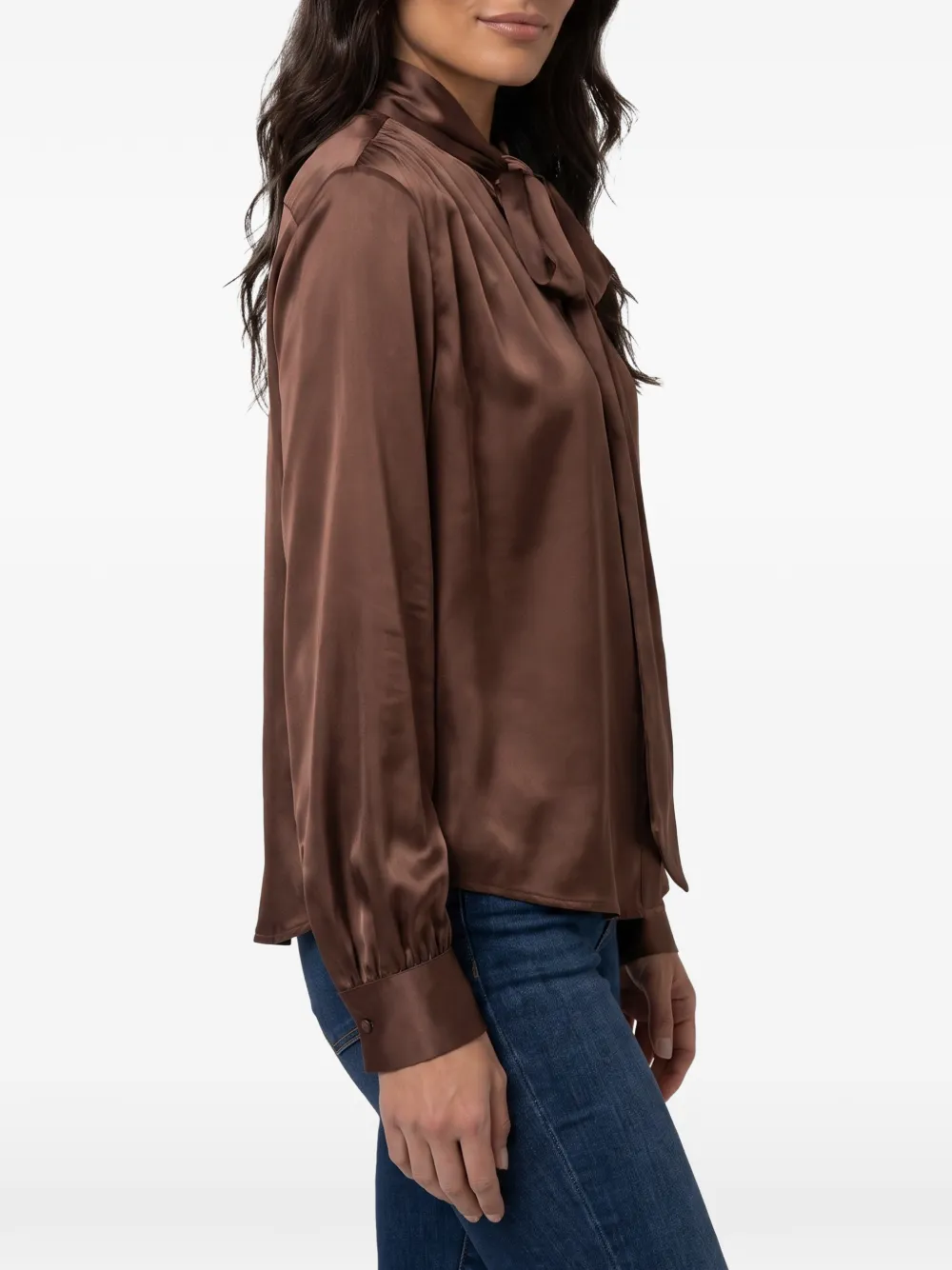 Federica Tosi Blouse met gestrikte hals Bruin