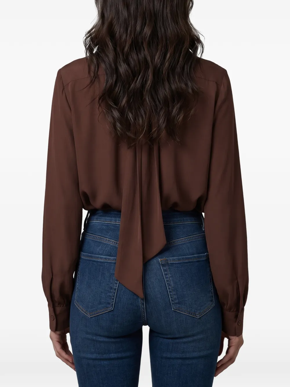Federica Tosi Blouse met gestrikte hals Bruin