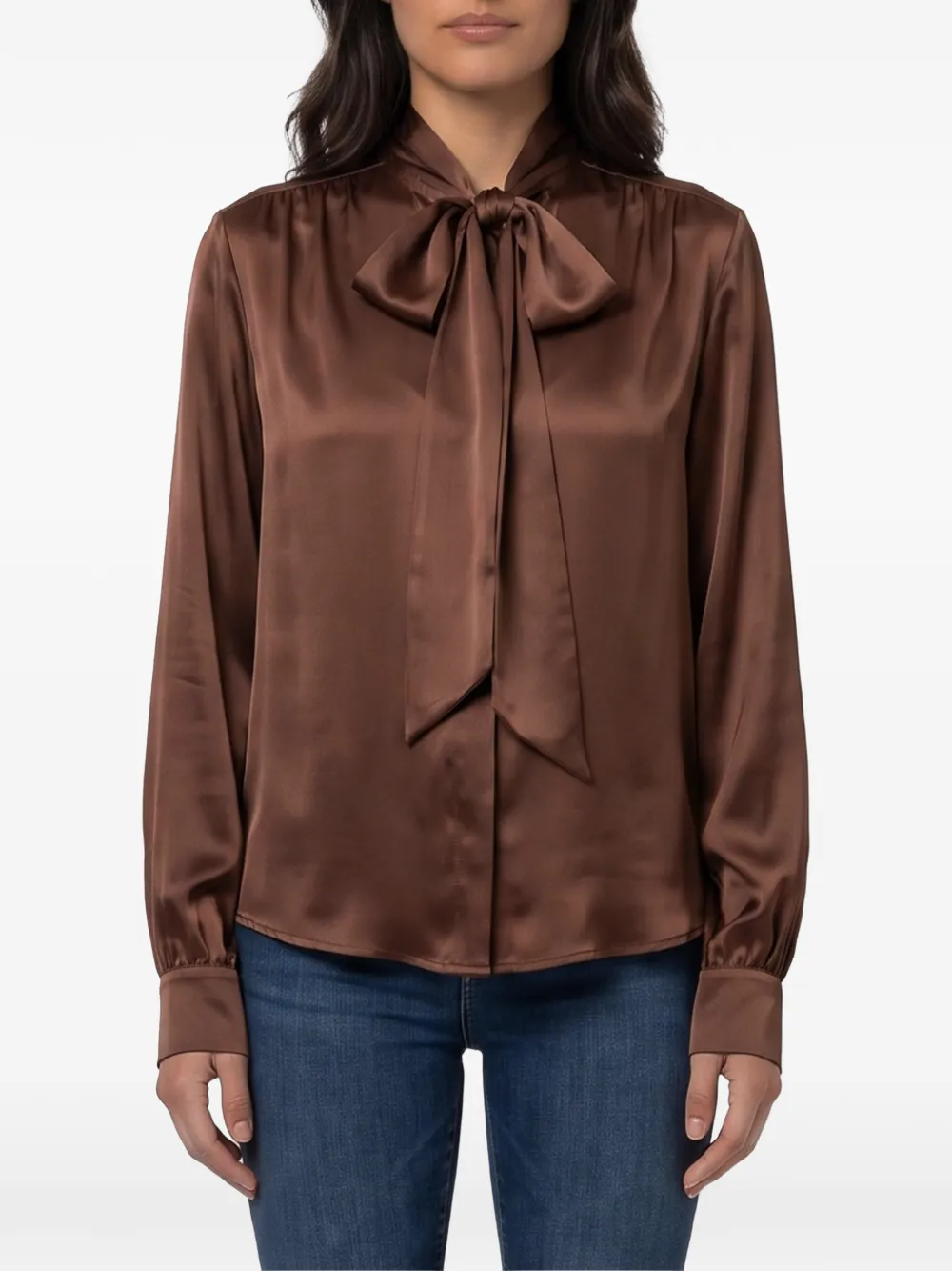 Federica Tosi Tie-neck Bow Blouse In Brown