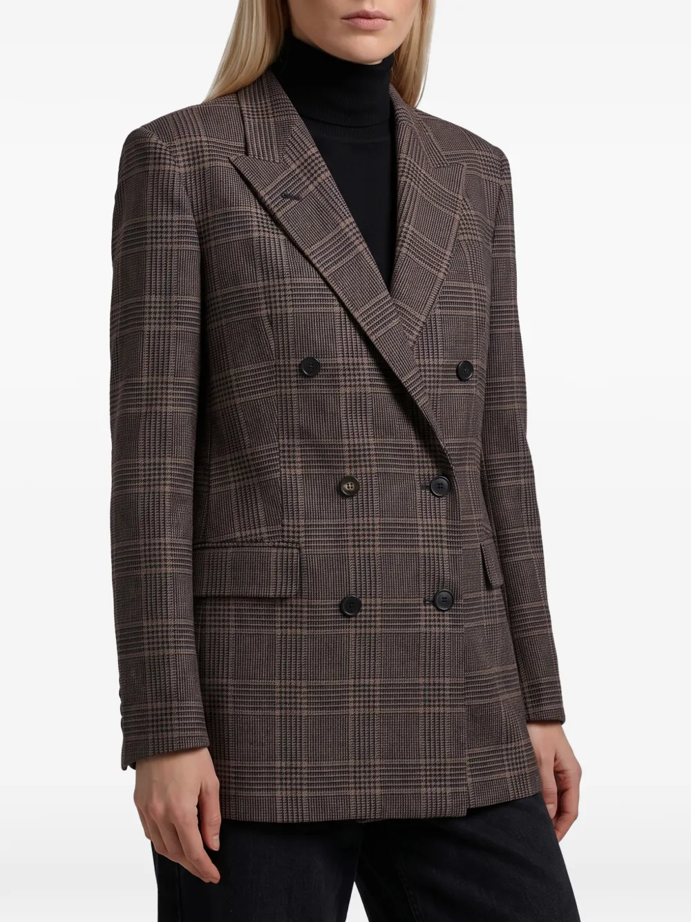 Tagliatore Glen geruite blazer met dubbele rij knopen Bruin