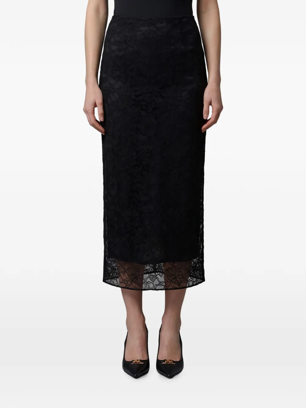 Dolce & Gabbana black lace midi skirt - Schwarz