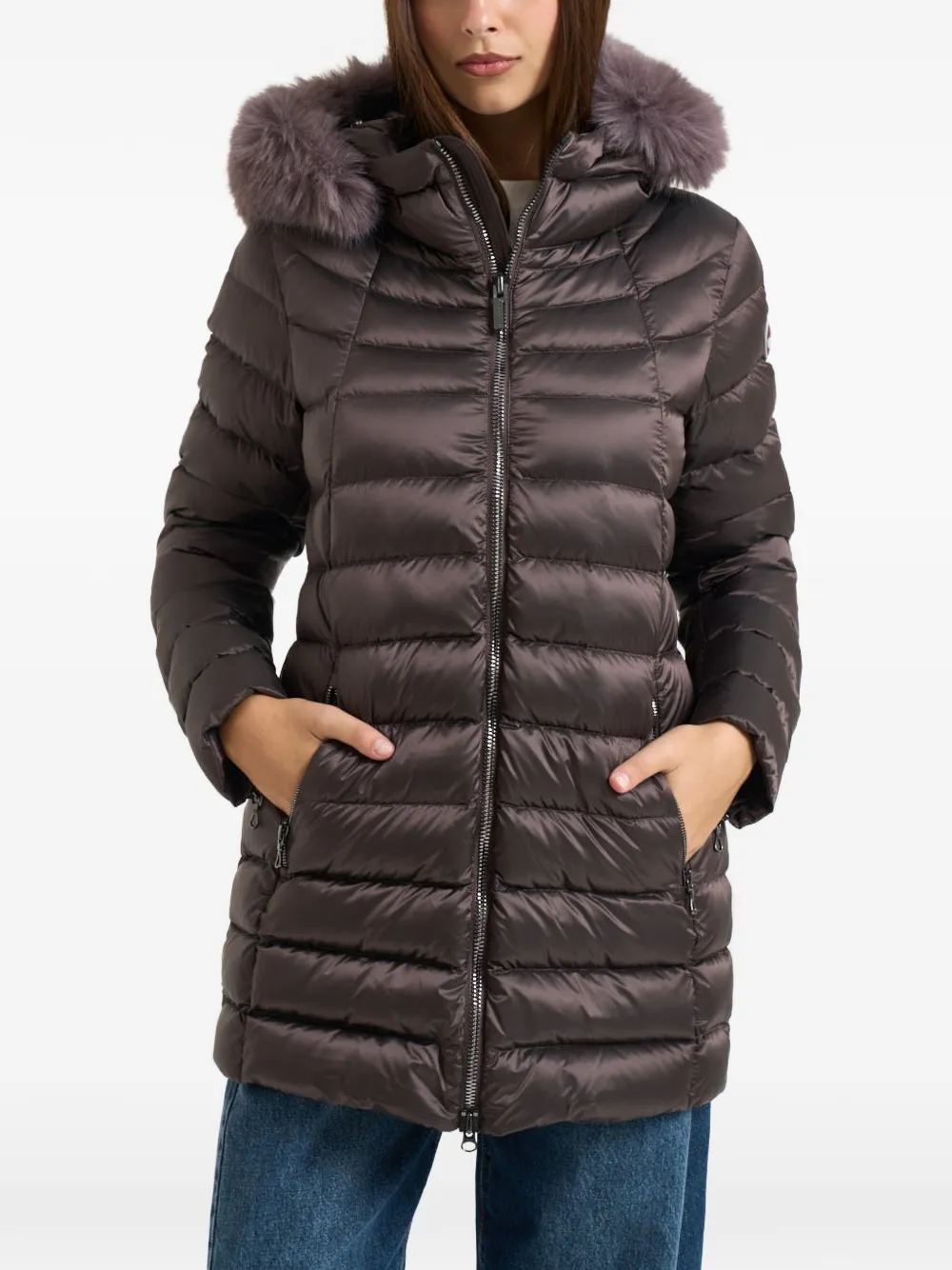 Colmar fur-trim hooded padded coat - Viola