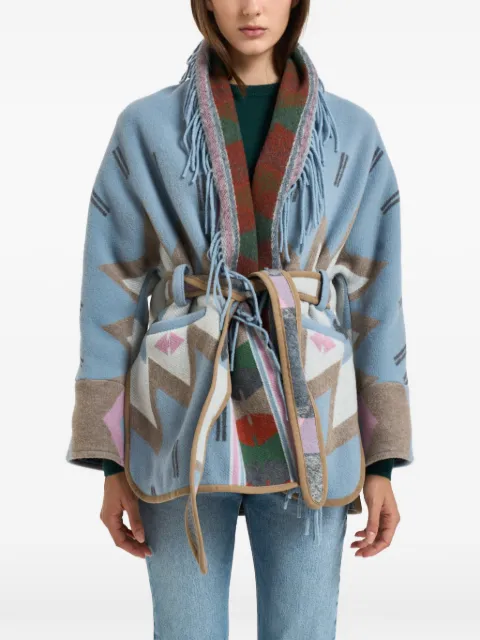 Bazar Deluxe geometric-pattern fringed coat