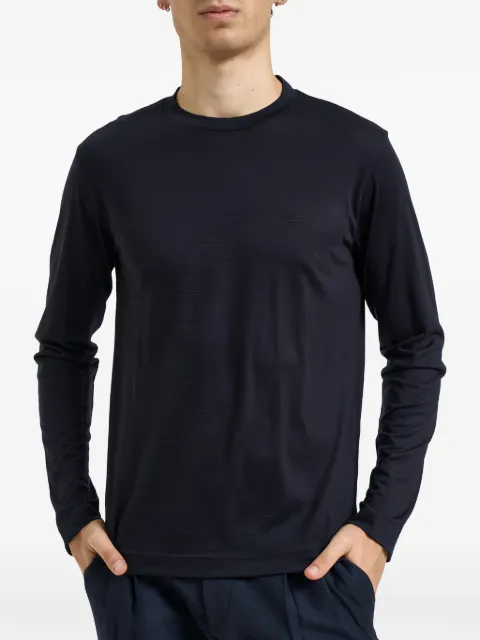 Emporio Armani logo-embroidered long-sleeve wool T-shirt