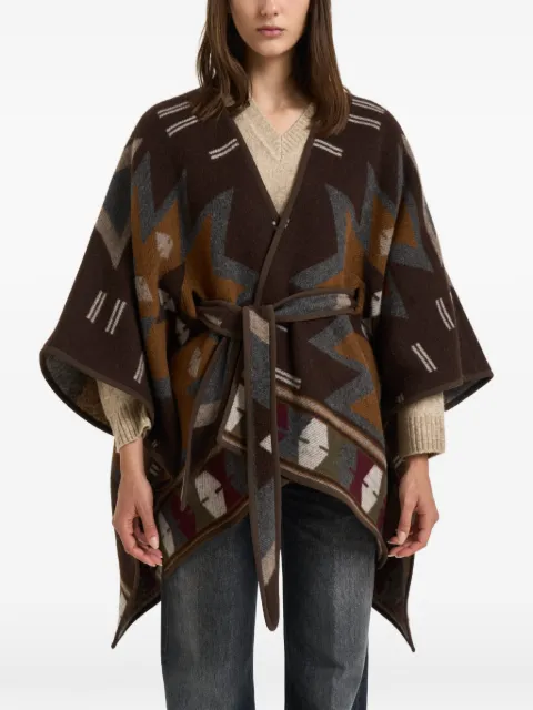Bazar Deluxe geometric-pattern belted cape