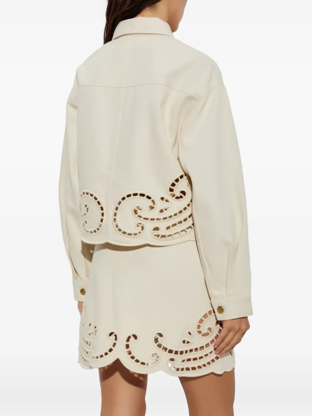 Ulla Johnson Bobbi Cut-out Denim Jacket in Neutrals, view 4