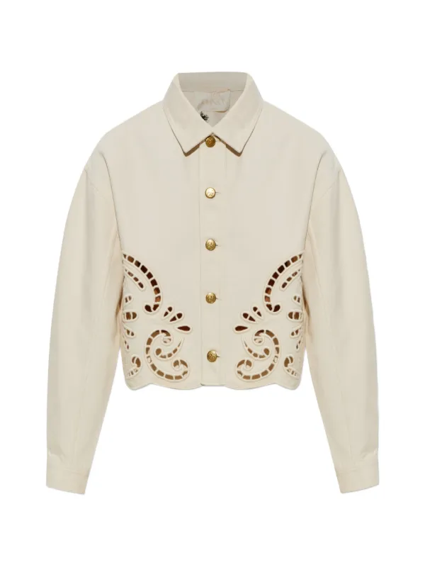 Ulla Johnson Bobbi Cut-out Denim Jacket in Neutrals