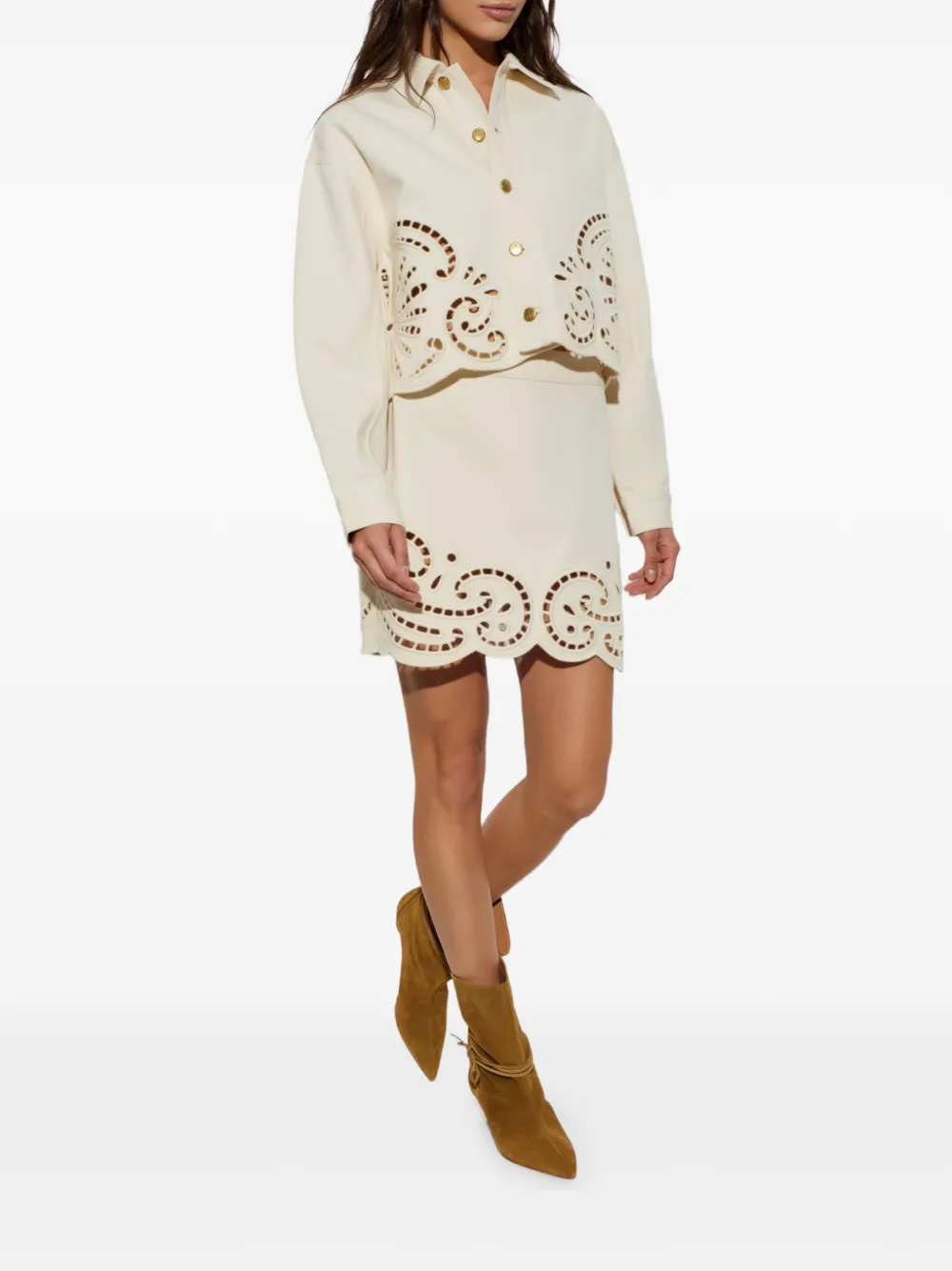 Ulla Johnson Bobbi Cut-out Denim Jacket in Neutrals, view 2