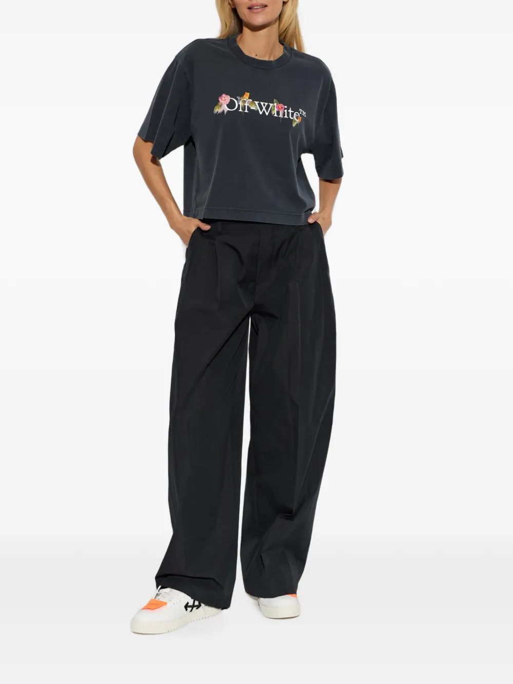 Off-White T-shirt met logoprint Grijs