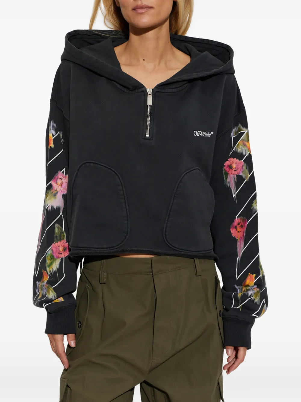 Off-White Cropped sweater met logo Zwart