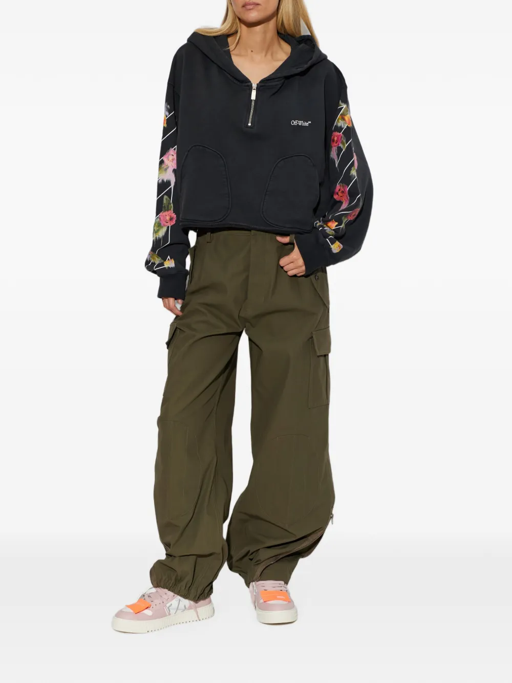 Off-White Cropped sweater met logo Zwart