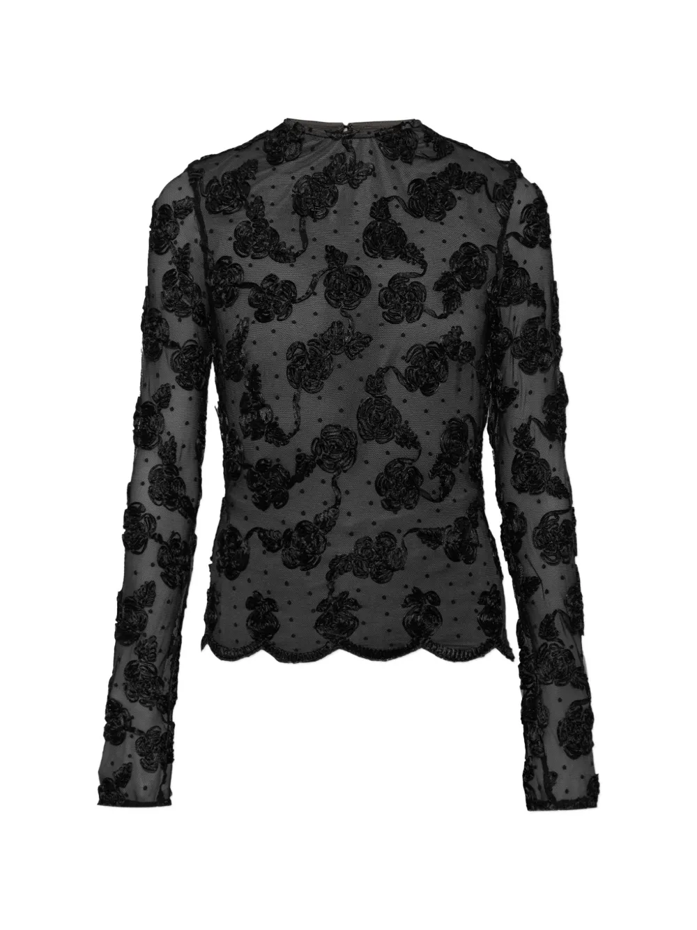 ROTATE BIRGER CHRISTENSEN flower mesh ls top - Nero