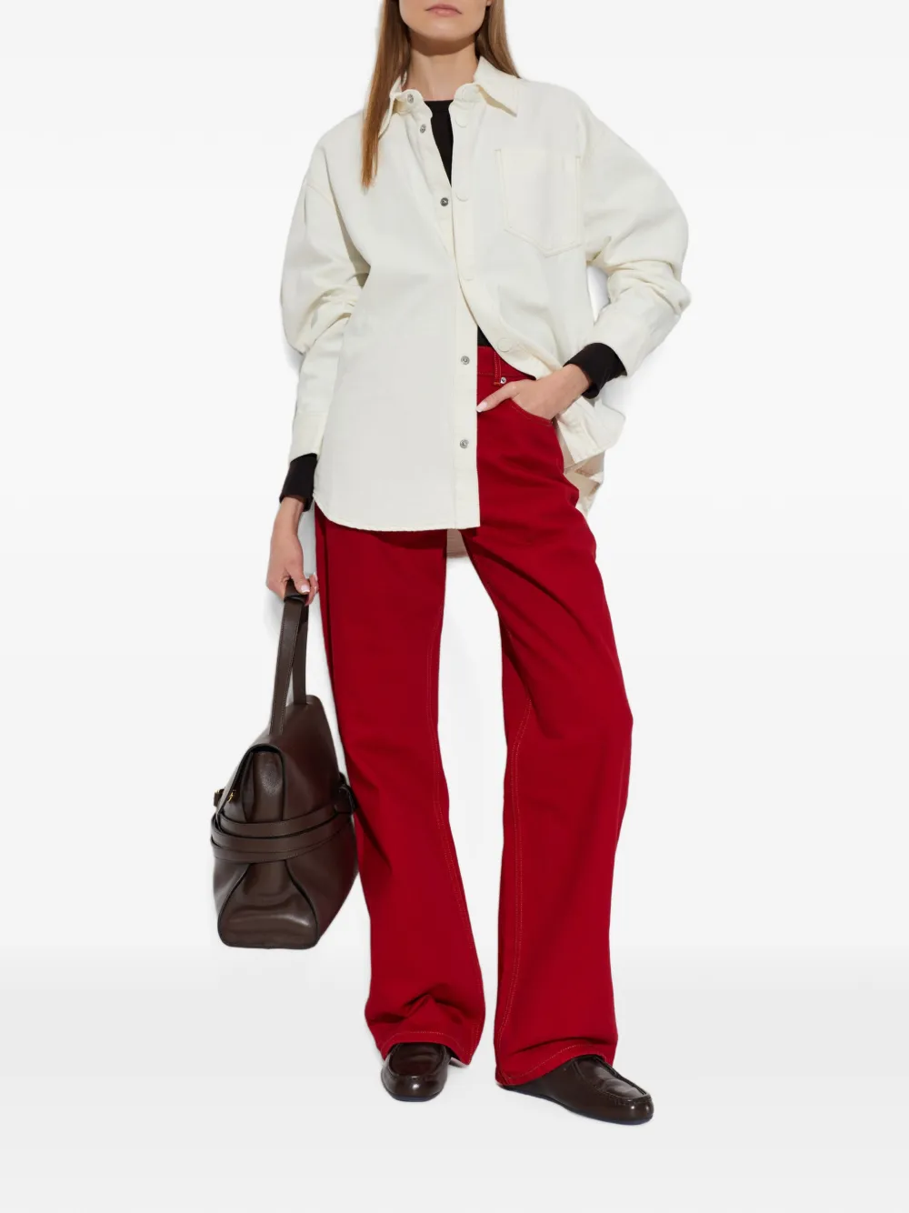 AMI Paris Blouse met logo Beige