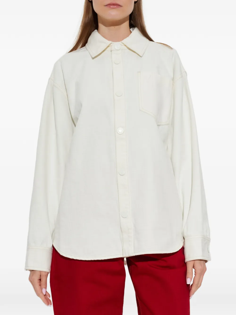 AMI Paris Blouse met logo Beige