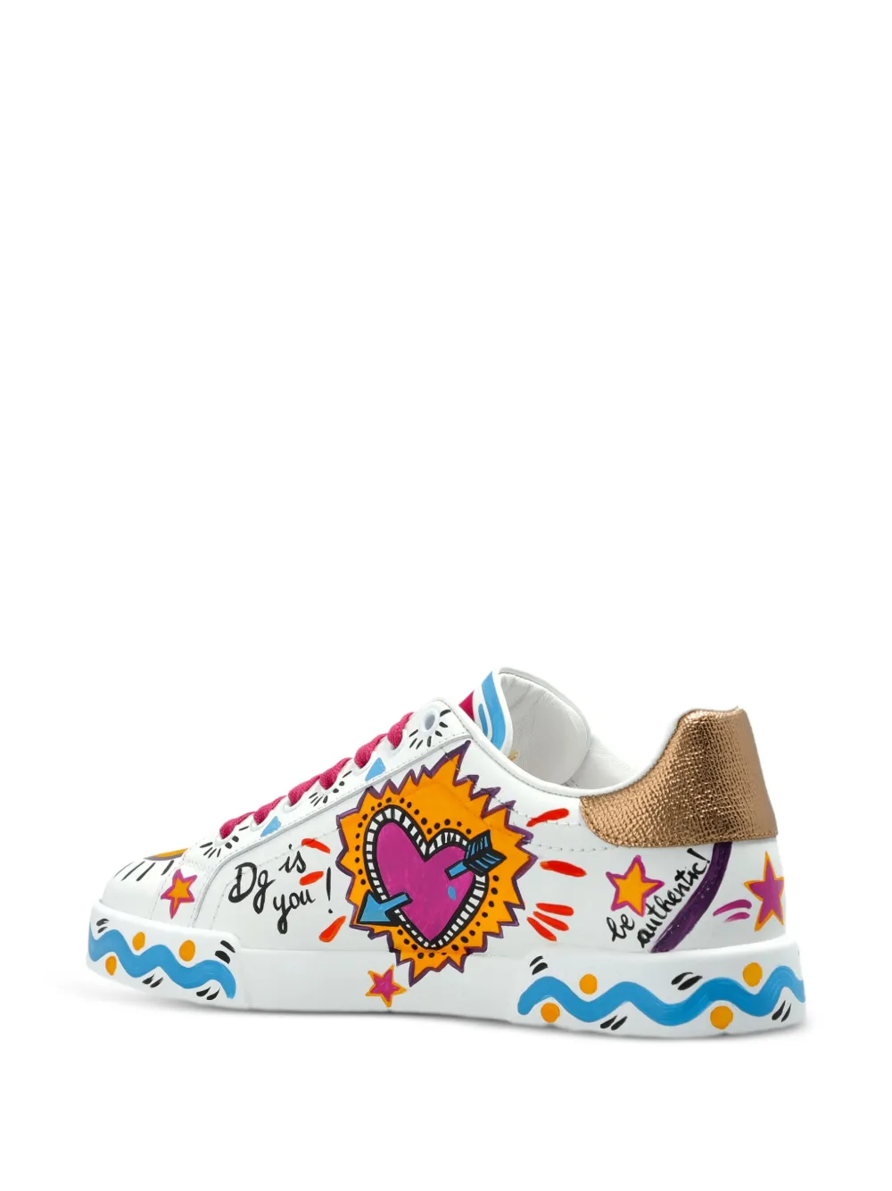 Dolce & Gabbana logo-print leather sneakers Wit