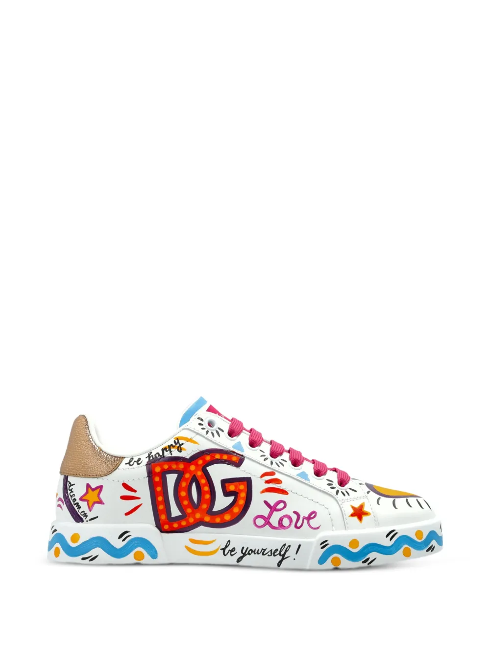 Dolce & Gabbana logo-print leather sneakers - Weiß
