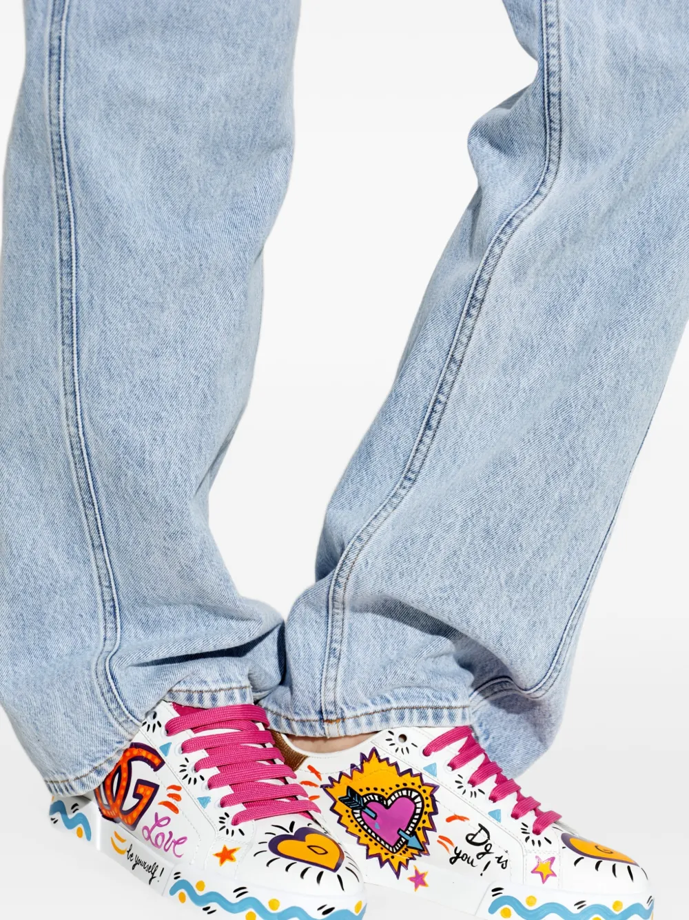 Dolce & Gabbana logo-print leather sneakers Wit