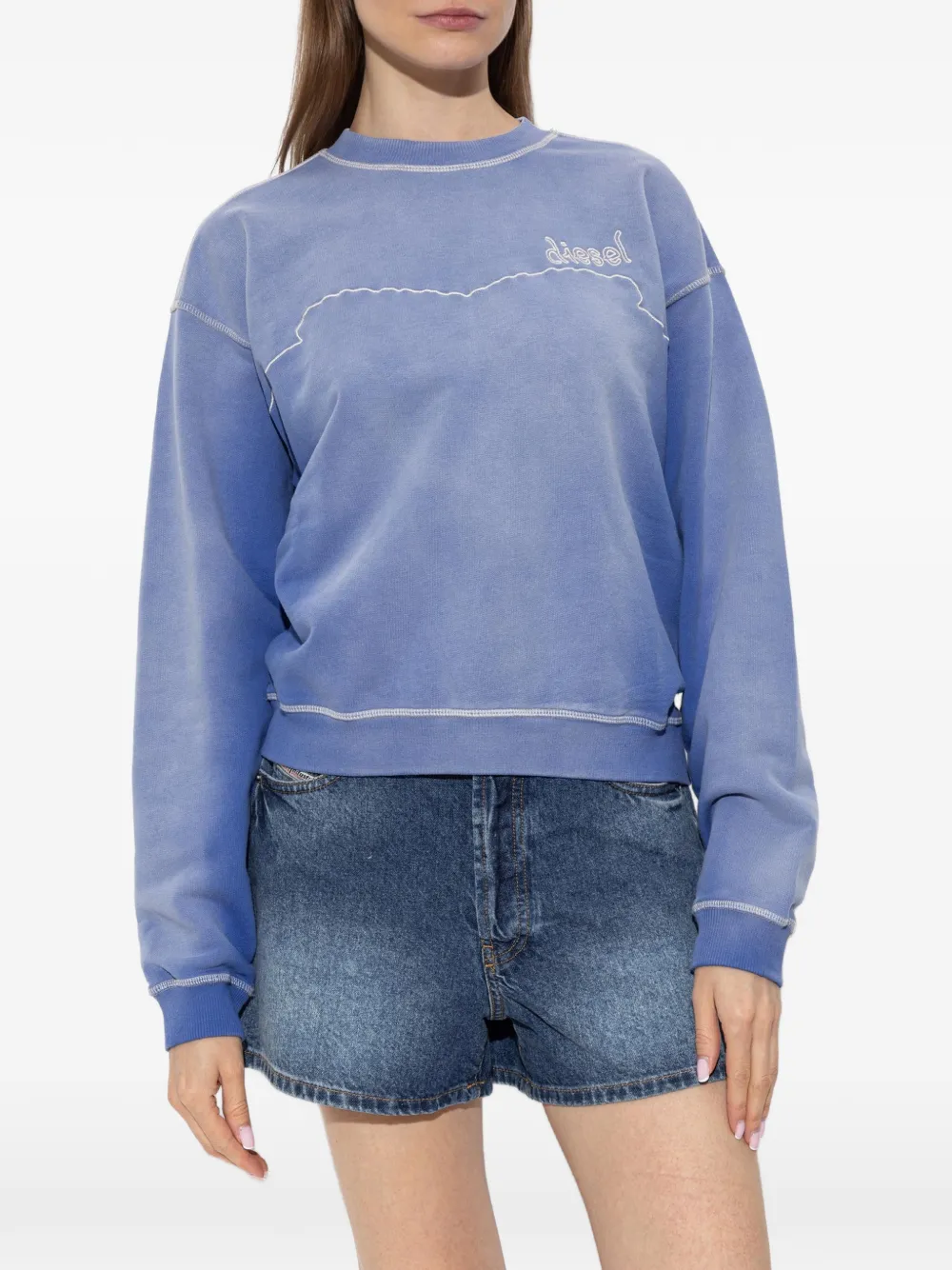 Diesel Katoenen sweater met logo-borduurwerk Blauw
