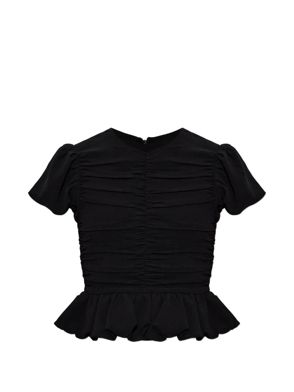 ROTATE BIRGER CHRISTENSEN ruched puff-sleeve top black - Nero
