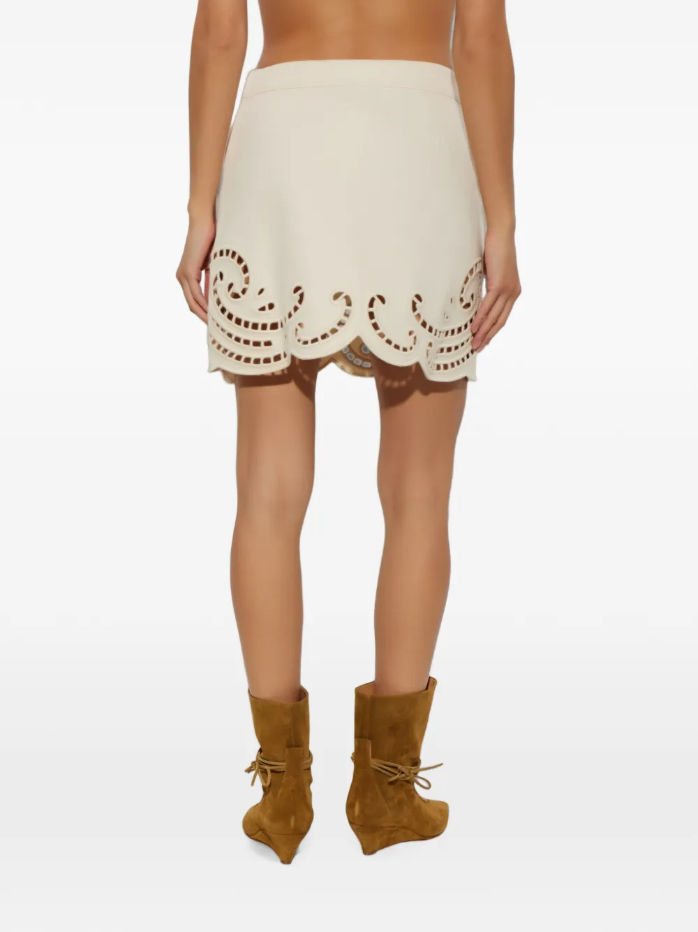 Ulla Johnson Cadiz mini-rok met geborduurde ringlets Beige