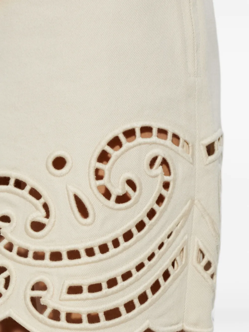 Ulla Johnson Cadiz mini-rok met geborduurde ringlets Beige