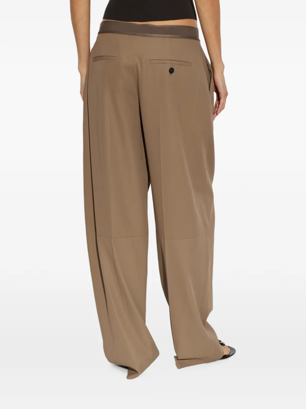 Alexander Wang Palazzo broek met logoband Beige