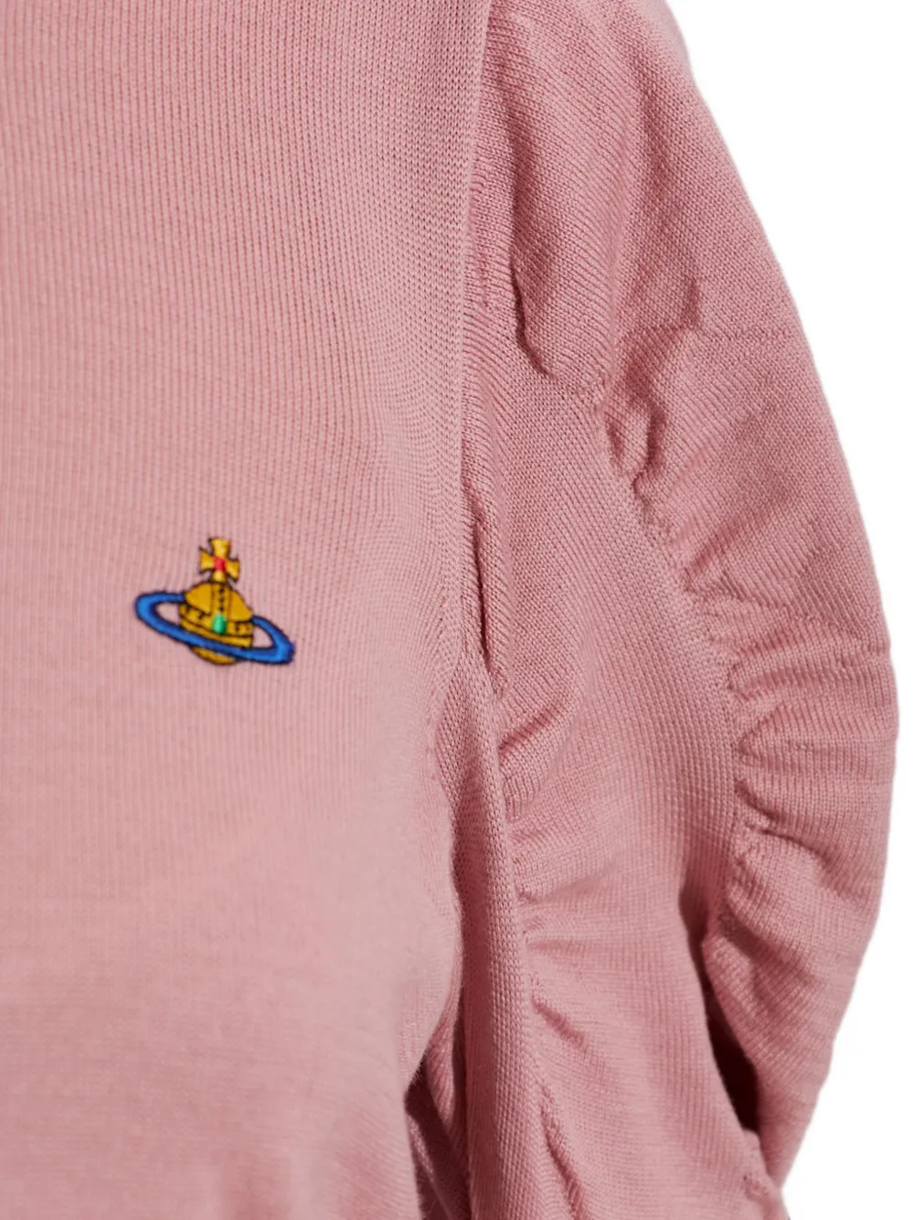 Vivienne Westwood Orb-embroidered Ruched-sleeve Cardigan in Pink, view 5