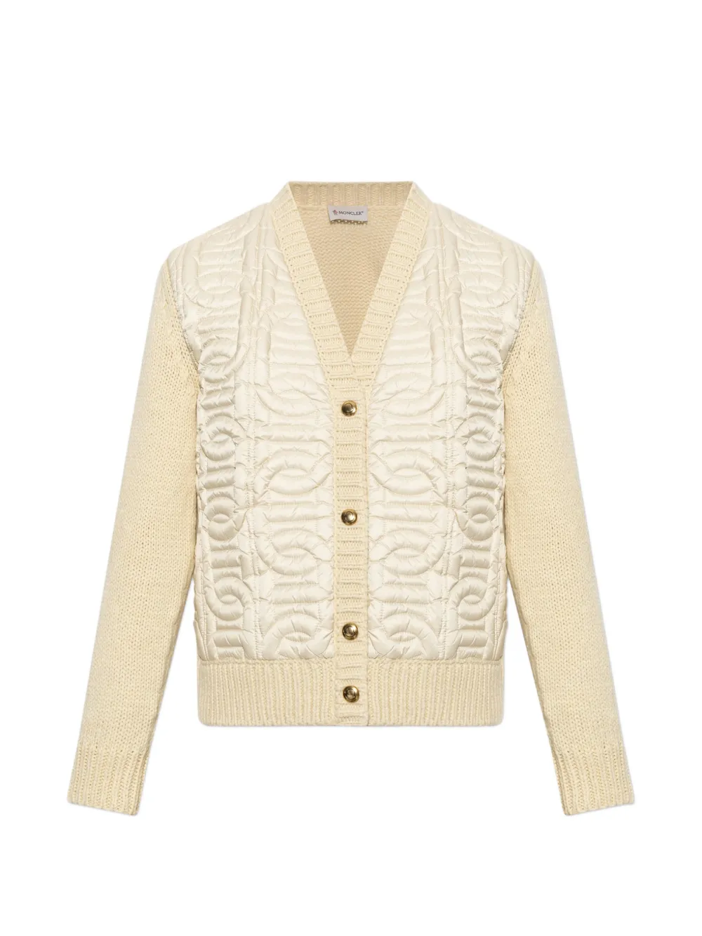 Moncler chain quilted padded V-neck cardigan