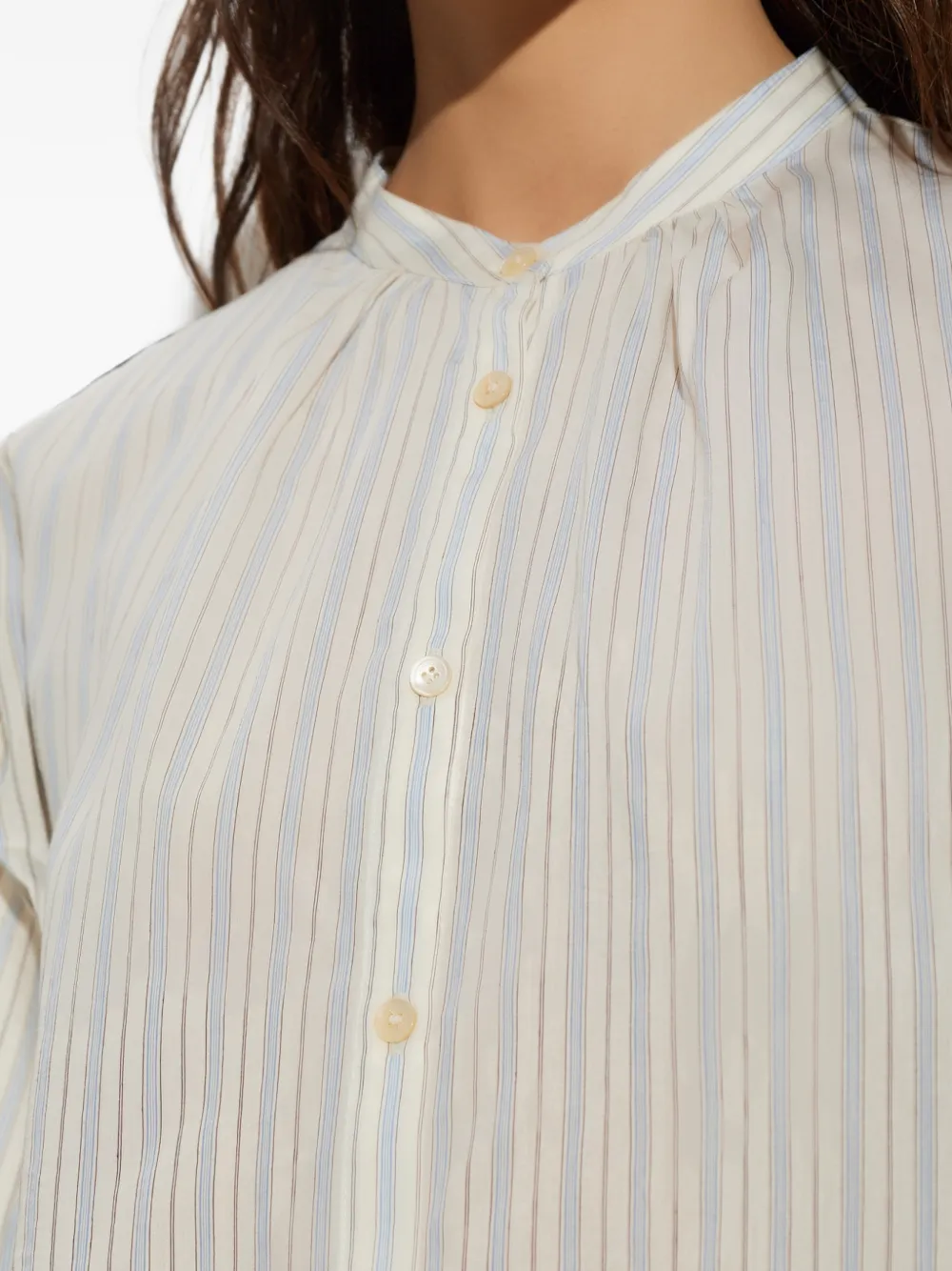 A.P.C. ecru stand up collar blouse Beige