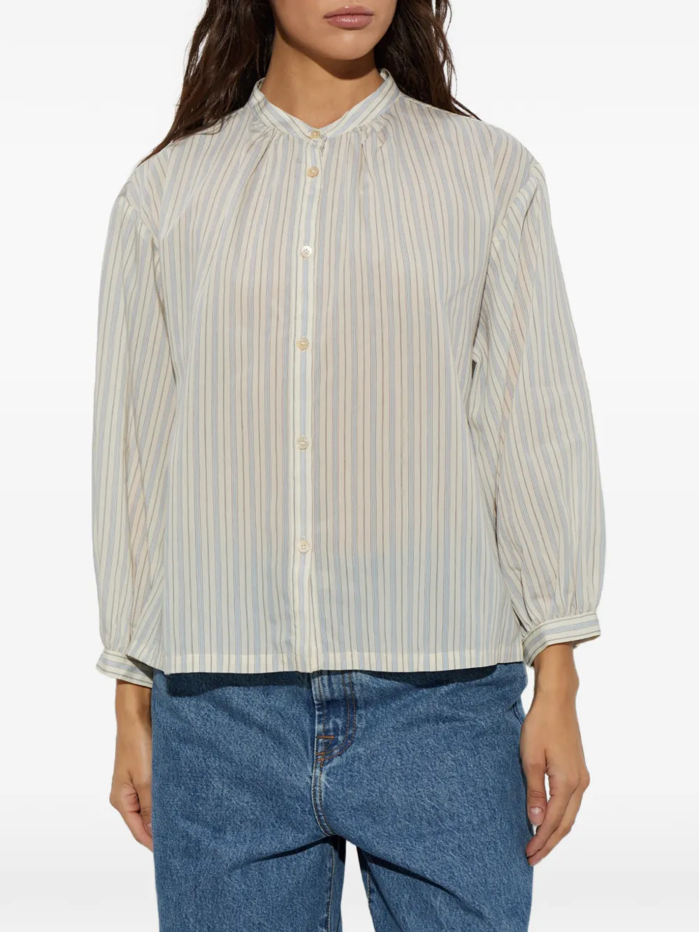 A.P.C. ecru stand up collar blouse Beige