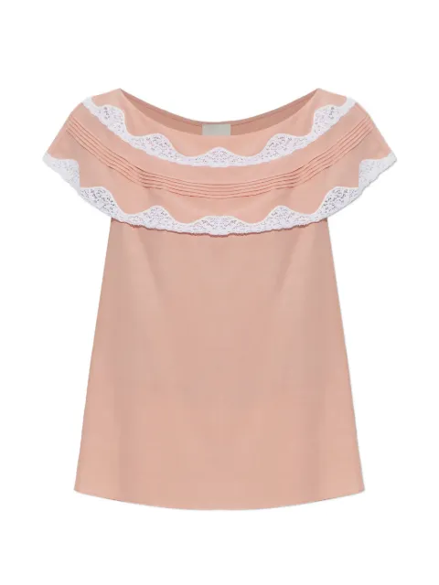 Posse Tabitha lace-trimmed pleated blouse