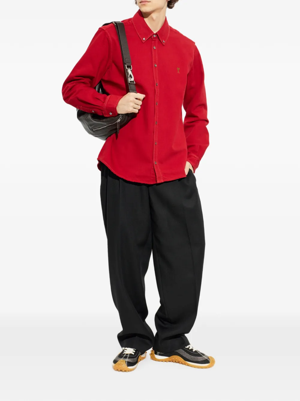 AMI Paris Rood katoenen shirt met Ami de Coeur