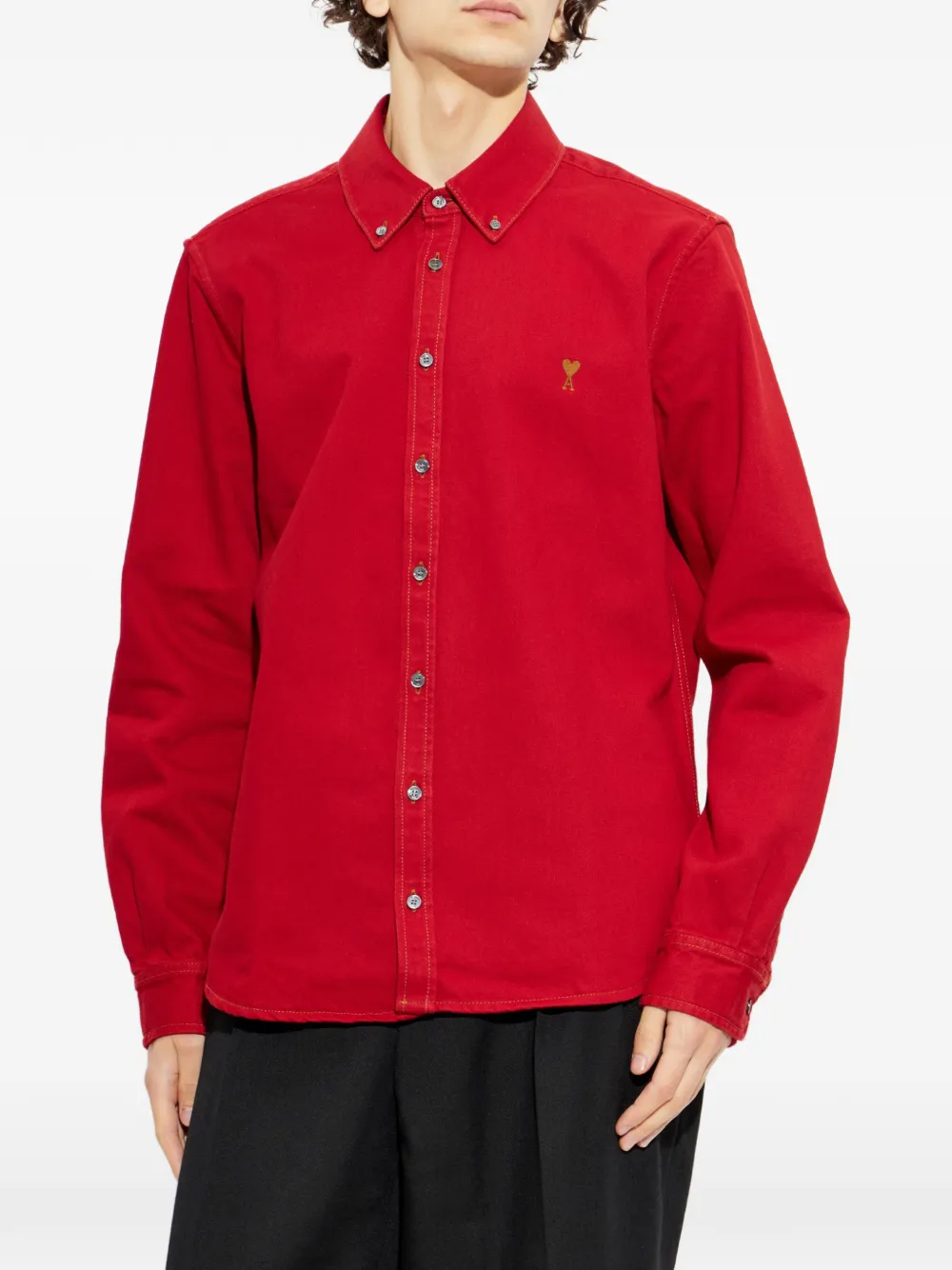 AMI Paris Rood katoenen shirt met Ami de Coeur