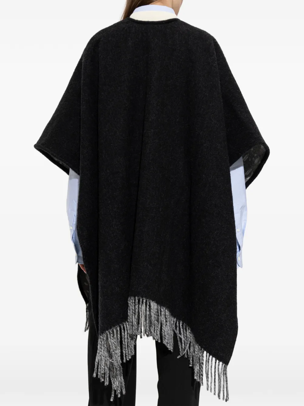 Jimmy Choo Poncho met monogram-patroon en franje Zwart