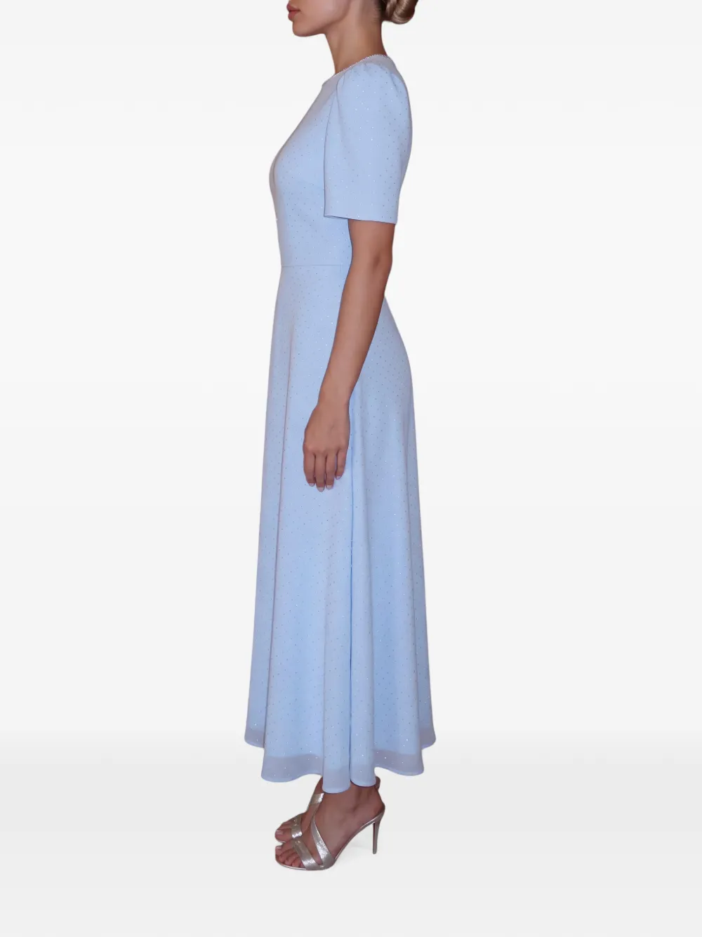 POST MERIDIEM Chiffon midi-jurk verfraaid met stras Blauw