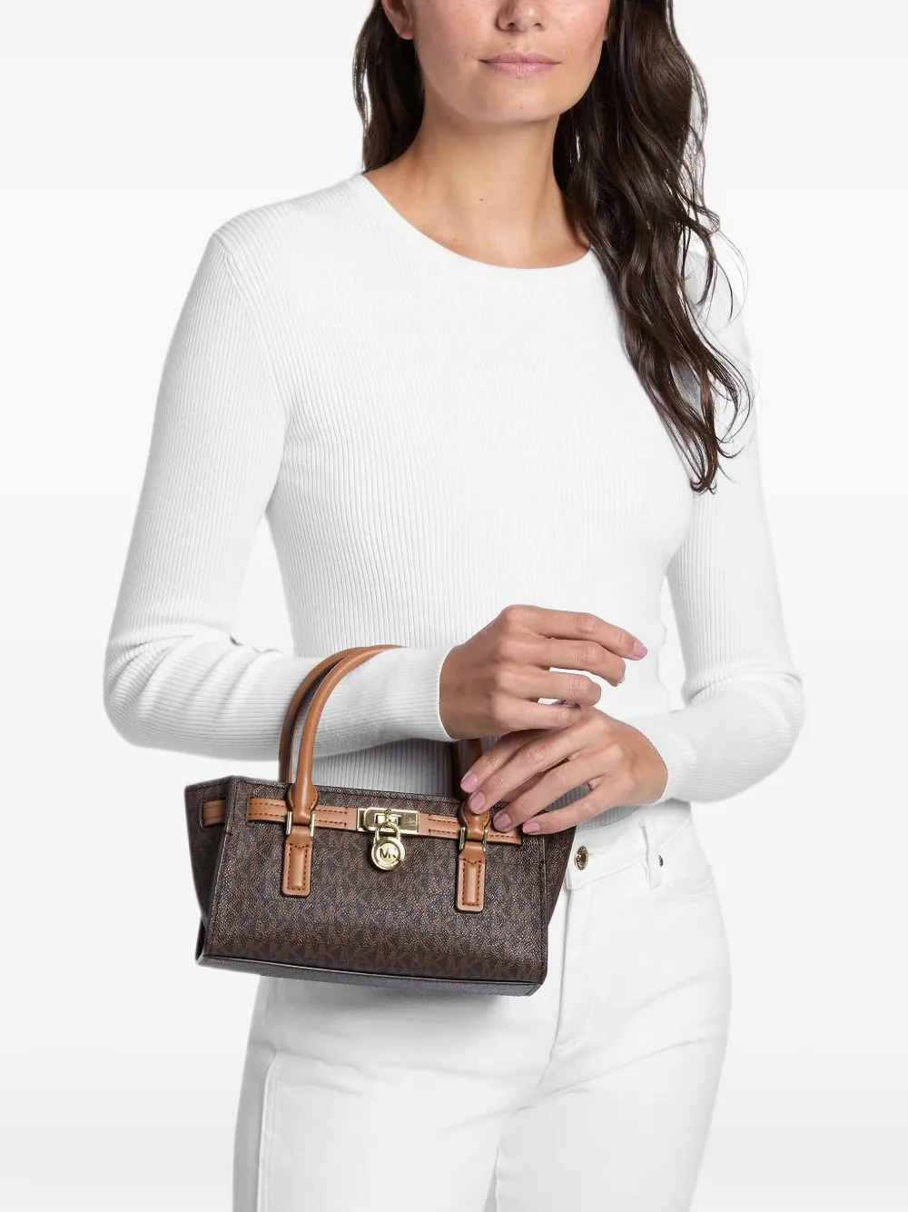 Michael Kors Hamilton Moderne extra kleine crossbodytas met kenmerkend logo Bruin