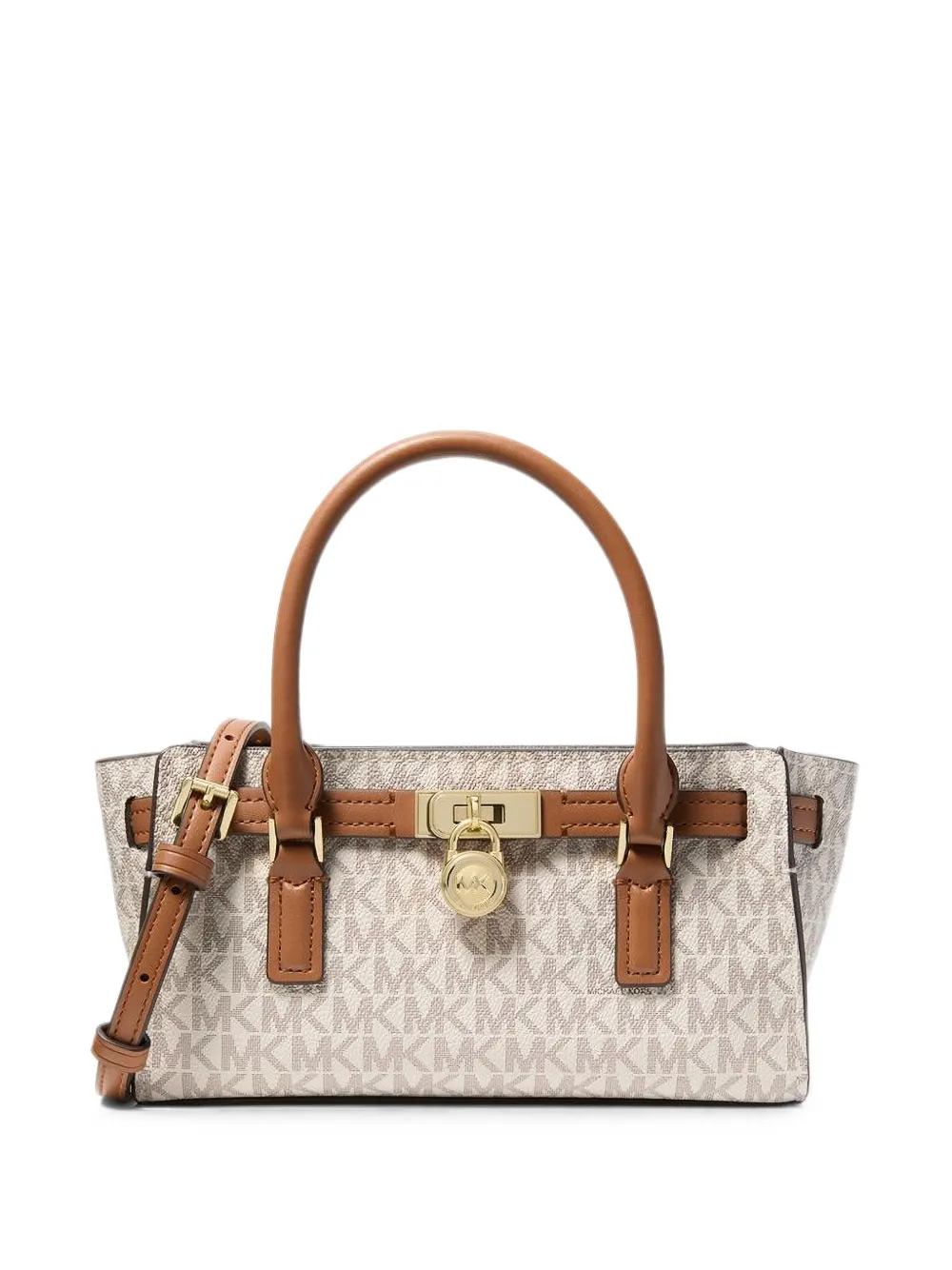 Michael Kors Hamilton Moderne extra kleine crossbodytas met kenmerkend logo Beige