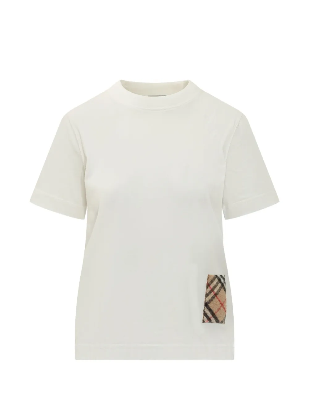Burberry Check cashmere patch cotton T-shirt - Bianco