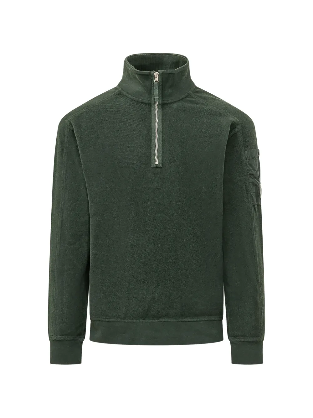 C.P. Company brushed emerized diagonal fleece half-zip lens sweatshirt - Verde