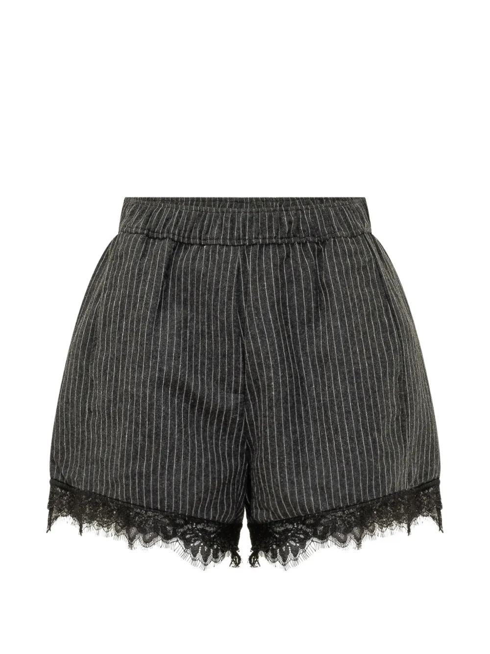 GANNI pinstripe lace-trim shorts - Grigio