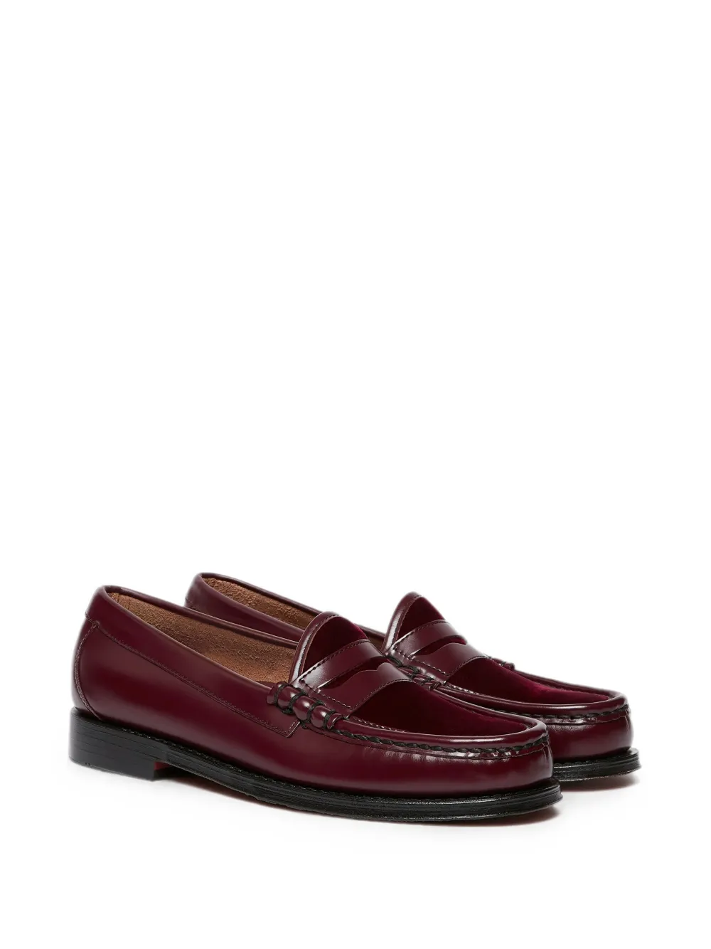 G.H.Bass Weejuns Larson velvet-panel loafers Rood